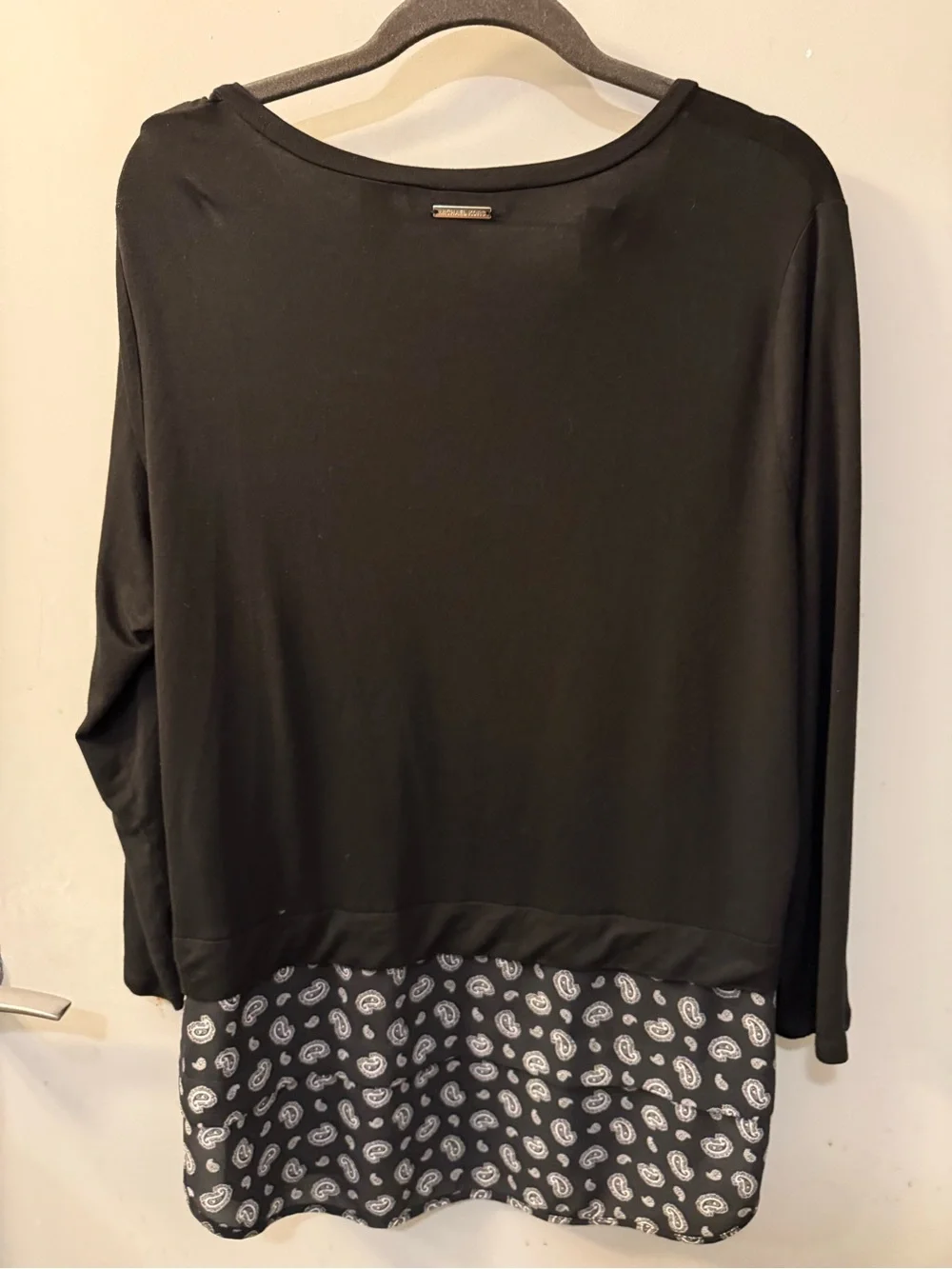 Michael Michael Kors Layered Paisley Hem Top Women’s Large Black